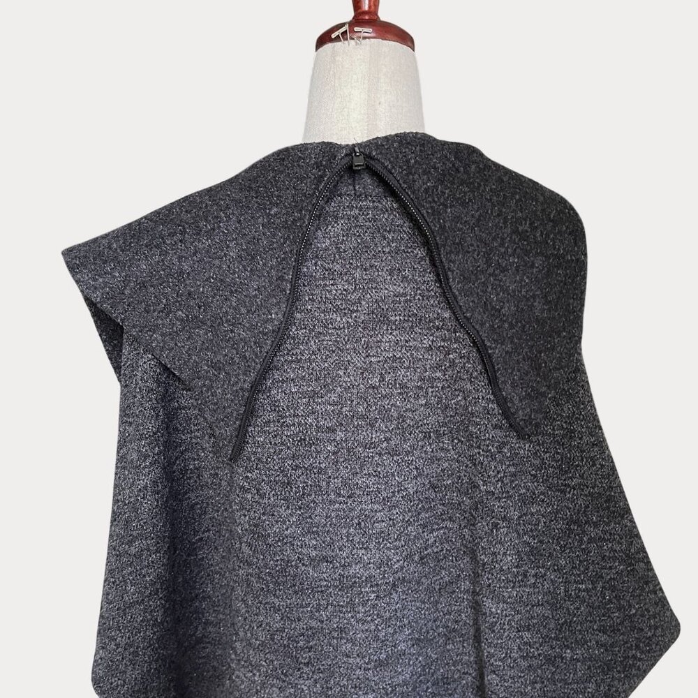 Vtg Saks Fifth Avenue Gray Origami Cocoon Open Front Fleece Wrap Jacket XS - Picture 15 of 16